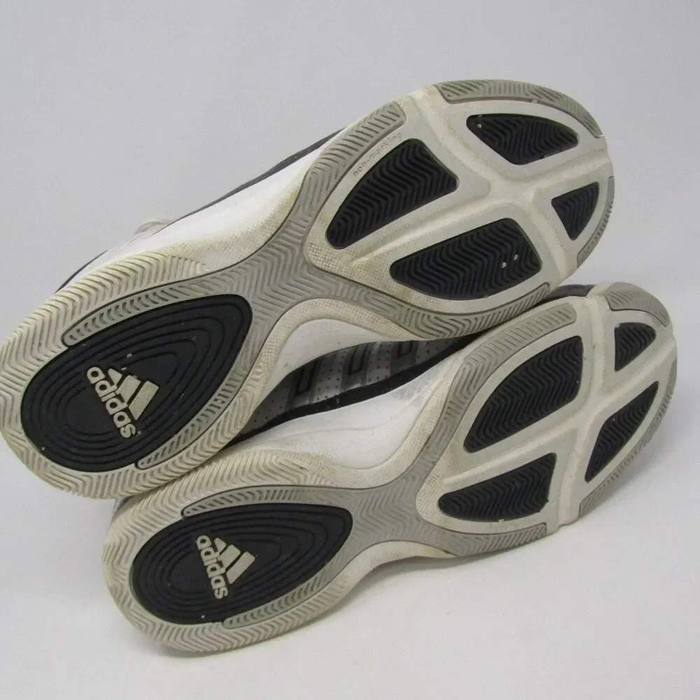 Adidas Men's US 9.5 Athletic Shoes White Black Silver Lace Up Mid Top Basketball